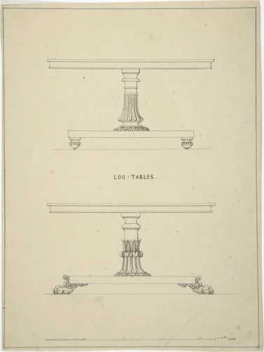 Designs for Loo-Tables by Robert William Hume, drawing, 1835-1900