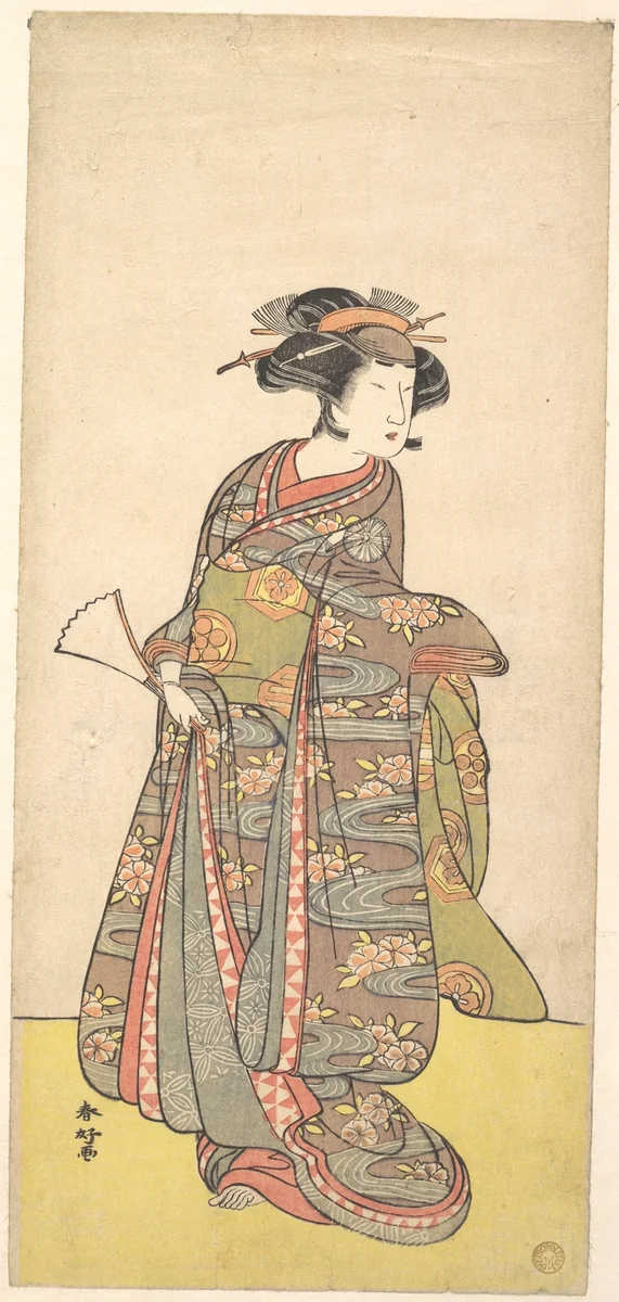 The First Nakamura Tomijuro as a Woman by Katsukawa Shunkō (勝川春好), print, 1767-1787
