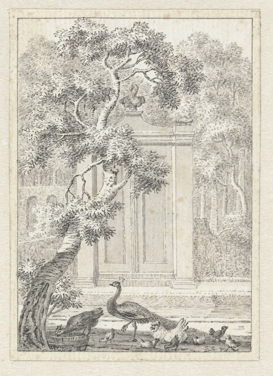 Tuin met monumentale ingang naar een park by Joannes de Bosch, drawing, 1778
