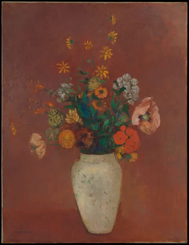 Bouquet in a Chinese Vase by Odilon Redon, painting, 1890-1916