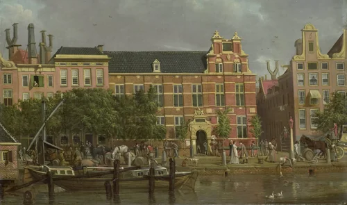 The Latin school on the Singel, Amsterdam by Jacob Smies, painting, 1802