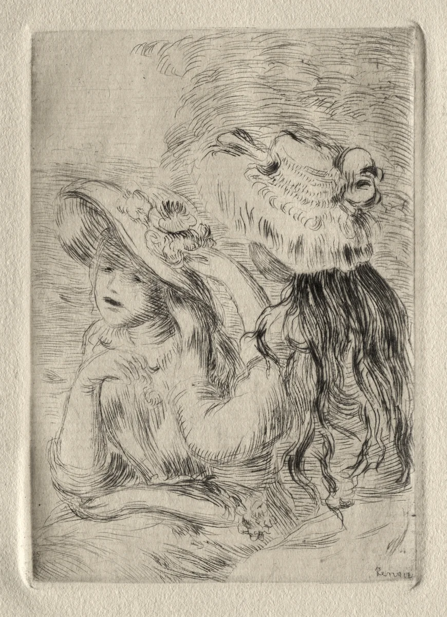 The Hatpin (Berthe Morisot's Daughter and Her Cousin), 1st plate by Pierre-Auguste Renoir, print, 1889-1899