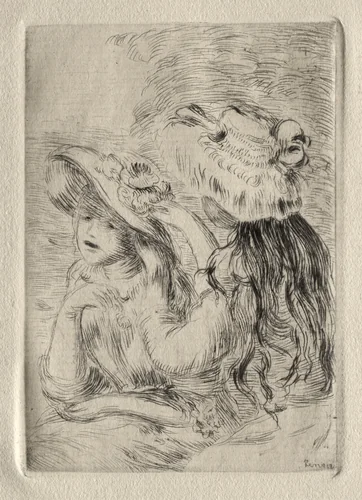 The Hatpin (Berthe Morisot's Daughter and Her Cousin), 1st plate by Pierre-Auguste Renoir, print, 1889-1899
