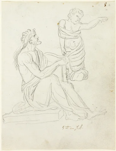 Seated Man and Swaddled Baby by Jacques-Louis David, drawing, 1810