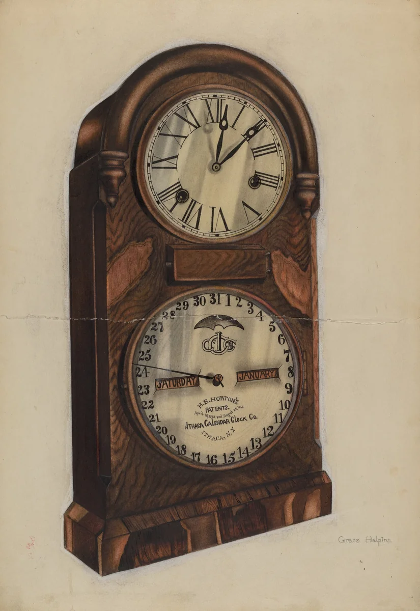 Clock by Grace Halpin, index of american design, 1937