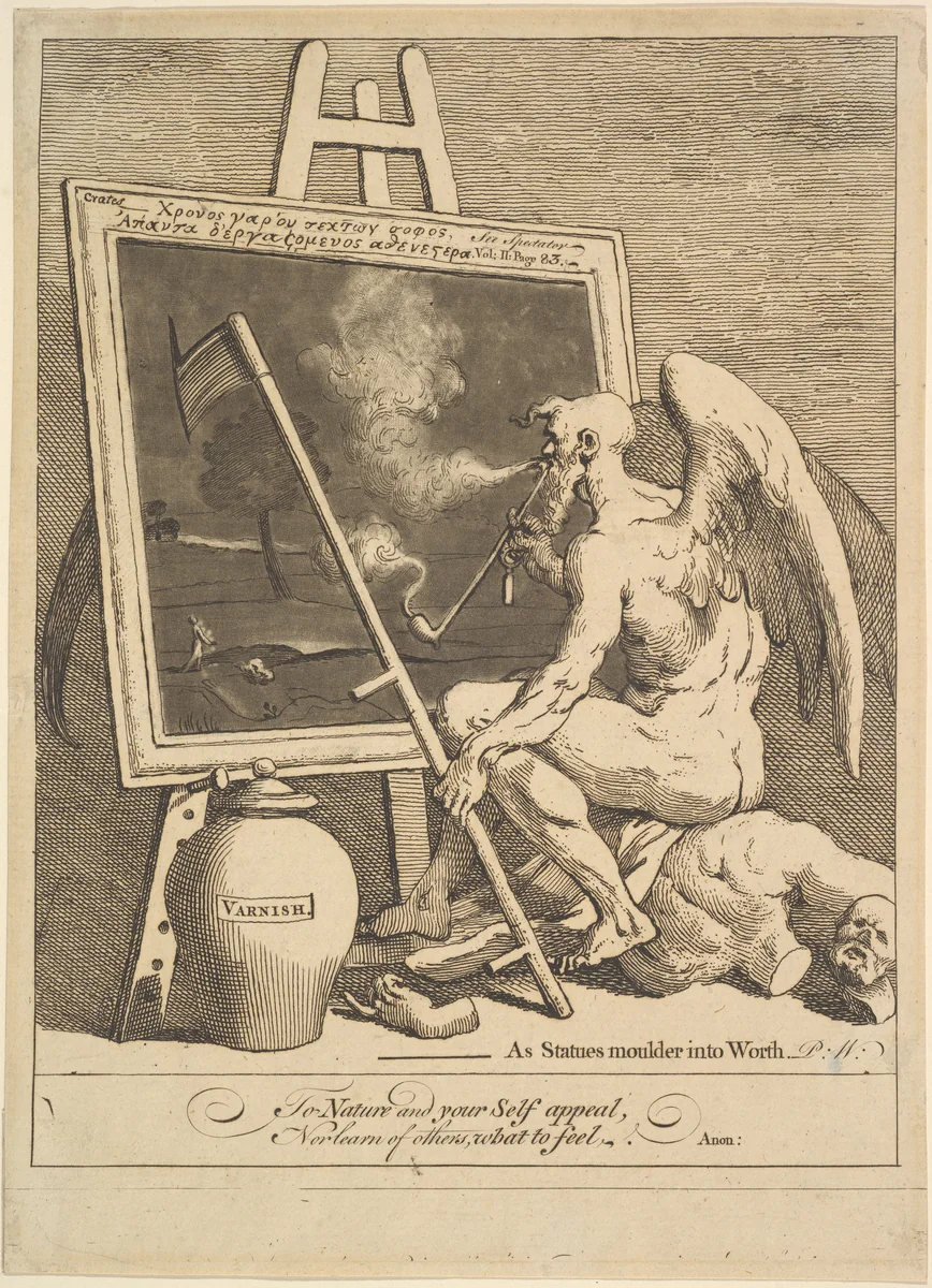 Time Smoking a Picture by William Hogarth, print, 1761