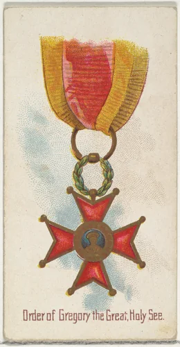 Order of Gregory the Great, Holy See, from the World's Decorations series (N30) for Allen & Ginter Cigarettes by Allen & Ginter, print, 1890