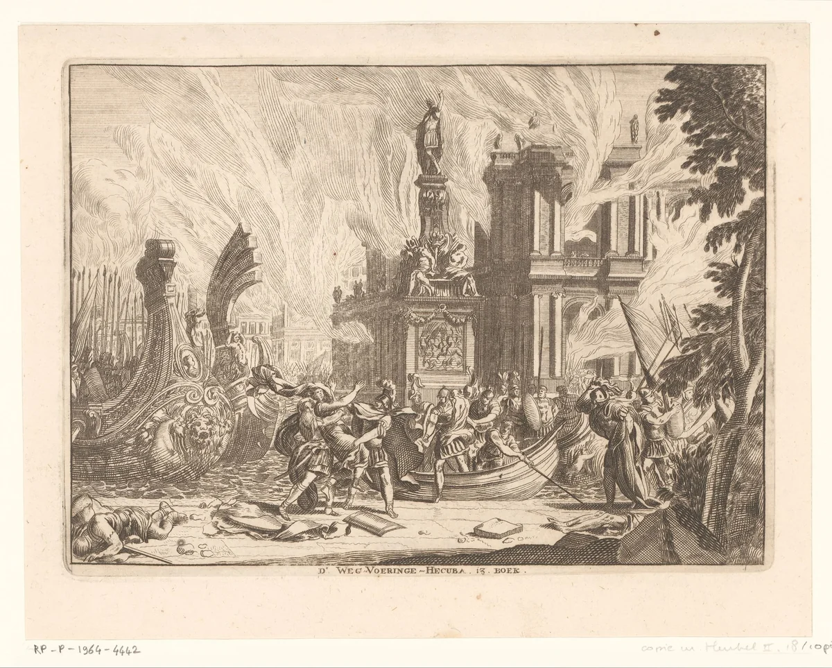 Val van Troje by anonymous, print, 1628-1682