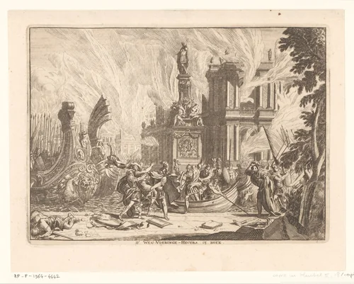 Val van Troje by anonymous, print, 1628-1682