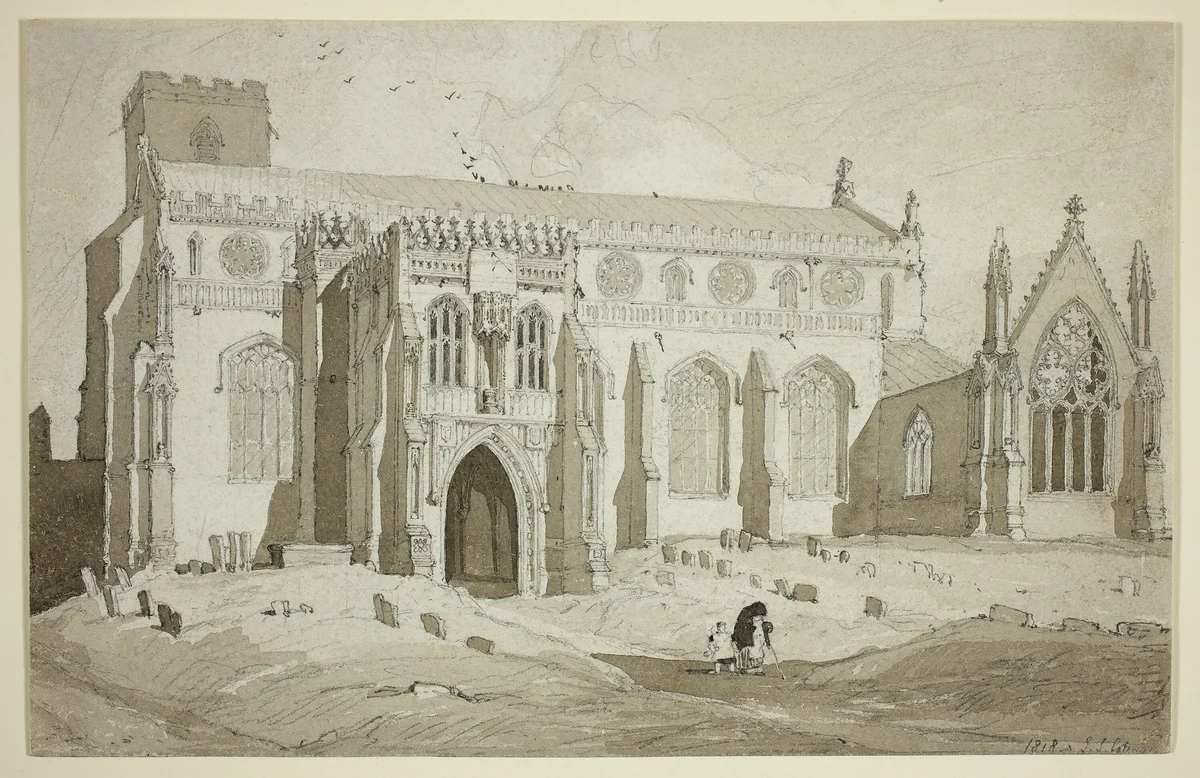 Cley Church, Norfolk by John Sell Cotman, drawing, 1818