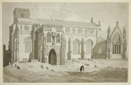 Cley Church, Norfolk by John Sell Cotman, drawing, 1818