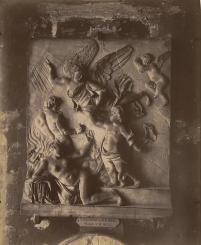 Cluny. Plaque funéraire d'un jeune garçon by Eugène Atget, photograph, 1911