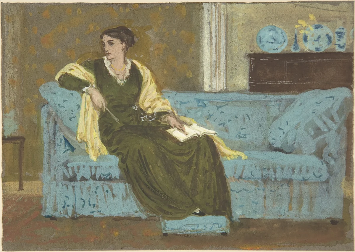 Woman Seated on a Sofa by Walter Crane, drawing, 1865-1915