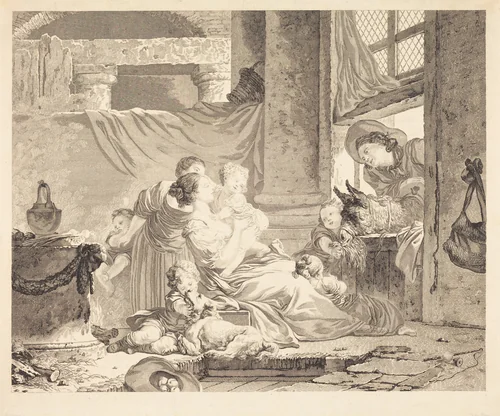 La famille du fermier by Clément-Pierre Marillier; Jean Honoré Fragonard, print, 1791