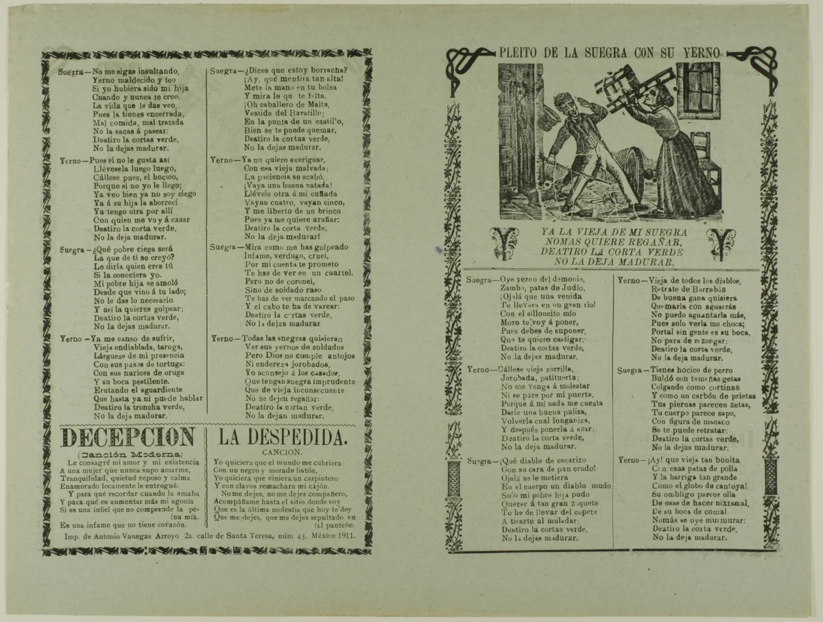 Pleito de la suegra con su yerno (Fight of the Mother-in-Law With Her Son-in-Law) by Manuel Manilla, print, 1850-1900