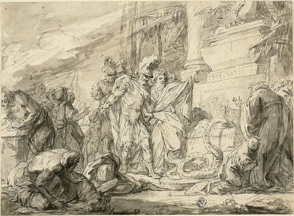 Aeneas at the Tomb of Anchises (recto); Aeneas at the Tome of Anchises (verso) by Nicolas-Bernard Lépicié, drawing, 1755-1784