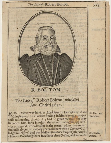 Rev. Robert Bolton by John Payne, print, 1607-1647