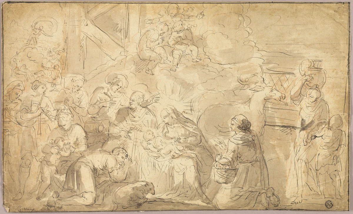 Nativity by François Boitard, drawing, 1685-1720