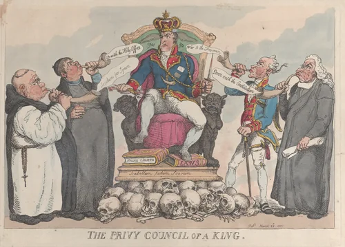The Privy Council of a King by Thomas Rowlandson, print, 1815
