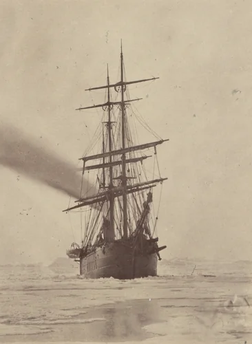 "The "Panther" trying to force a passage through the floe" by George P. Critcherson, John L. Dunmore, William Bradford, photograph, 1869