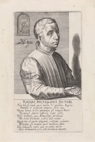 Portret van Rogier van der Weyden by Hendrick Hondius, print, 1610