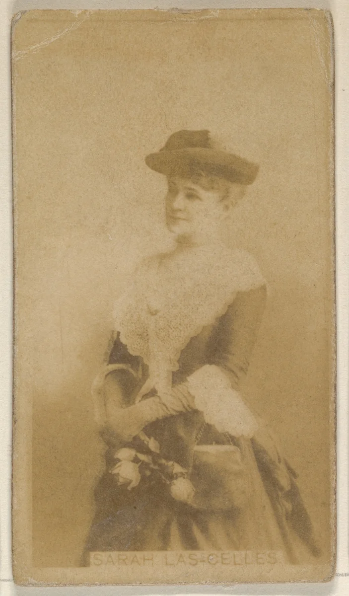 Sarah Las Celles, from the Actors and Actresses series (N45, Type 8) for Virginia Brights Cigarettes by Allen & Ginter, photograph, 1885-1891