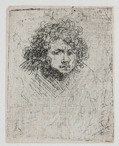 Self-portrait, Leaning Forward by Rembrandt van Rijn, print, 1629