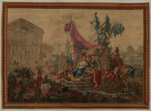 Asia from a set of The Four Continents by Jean Jacques François Le Barbier, textile, 1781-1791