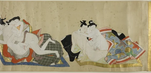 Scroll with twelve erotic scenes by Hishikawa School, painting, 1700-1733