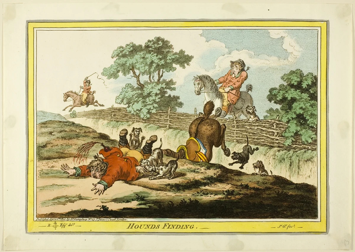 Hounds Finding by James Gillray, print, 1800
