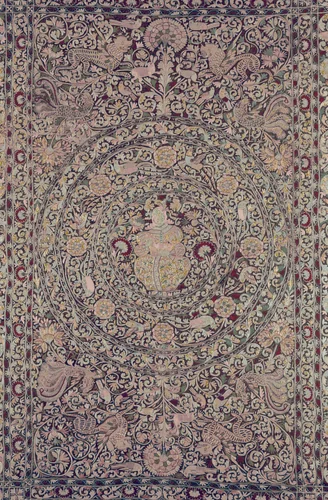 Bedcover Depicting the Five Senses by Portugal, textile, 1675-1725