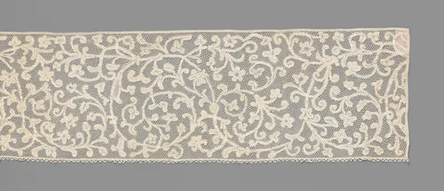Strook kloskant met omkrullende ranken gemaakt met linten by anonymous, other, 1675-1699