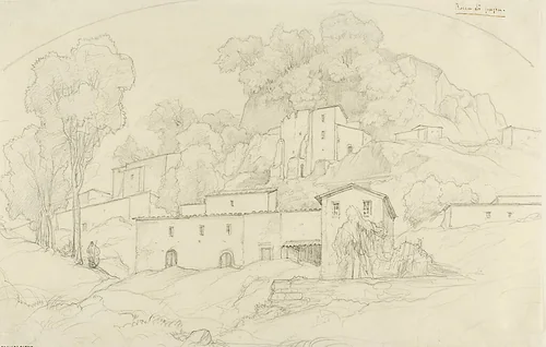 Rocca di Papa by Edouard Bertin, drawing, 1820-1830