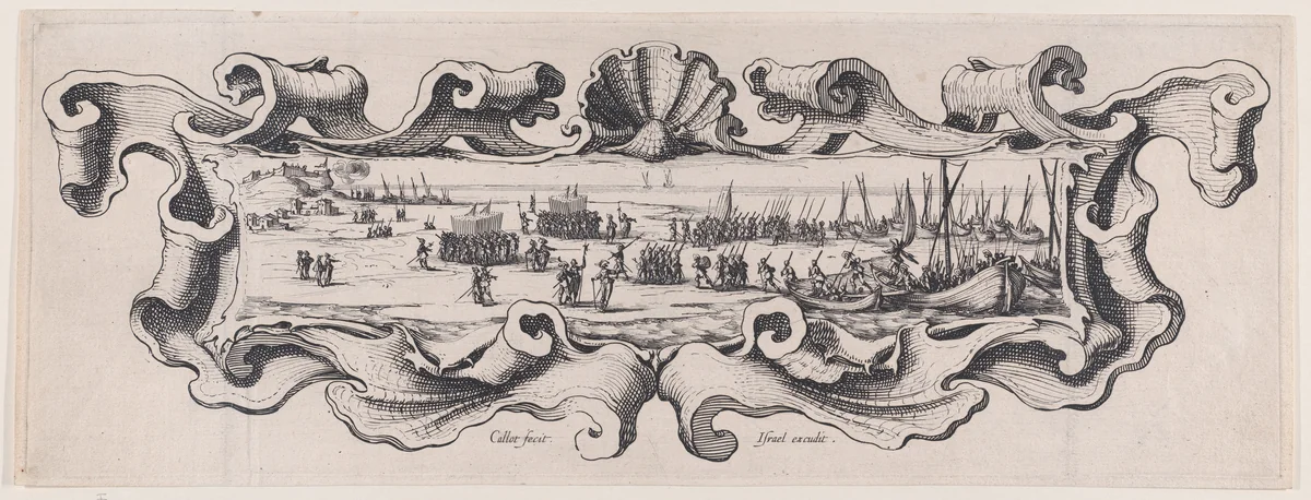 Le Débarquement des Troupes (The Landing of the Troops) by Jacques Callot, print, 1623-1633