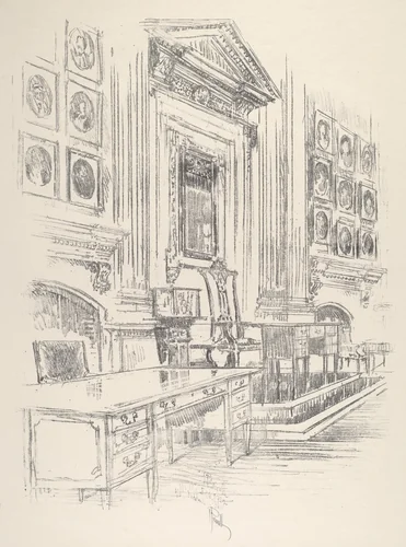 Table and Chair, Signers' Room, Independence Hall by Joseph Pennell, print, 1912