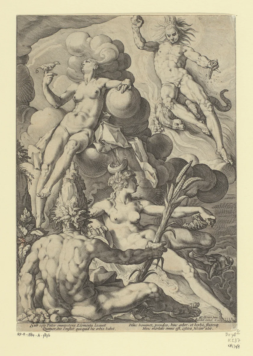 De vier elementen by Unknown, print, 1588