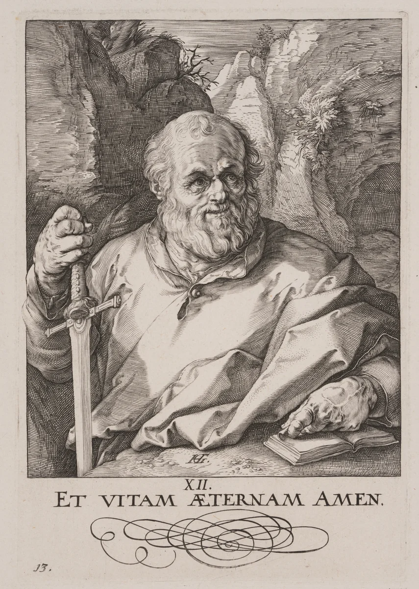 St Matthias, from Christ, the Apostles and St Paul with the Creed by Hendrick Goltzius, print, 1589