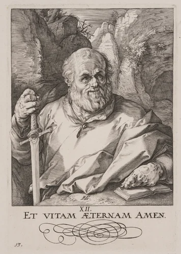 St Matthias, from Christ, the Apostles and St Paul with the Creed by Hendrick Goltzius, print, 1589