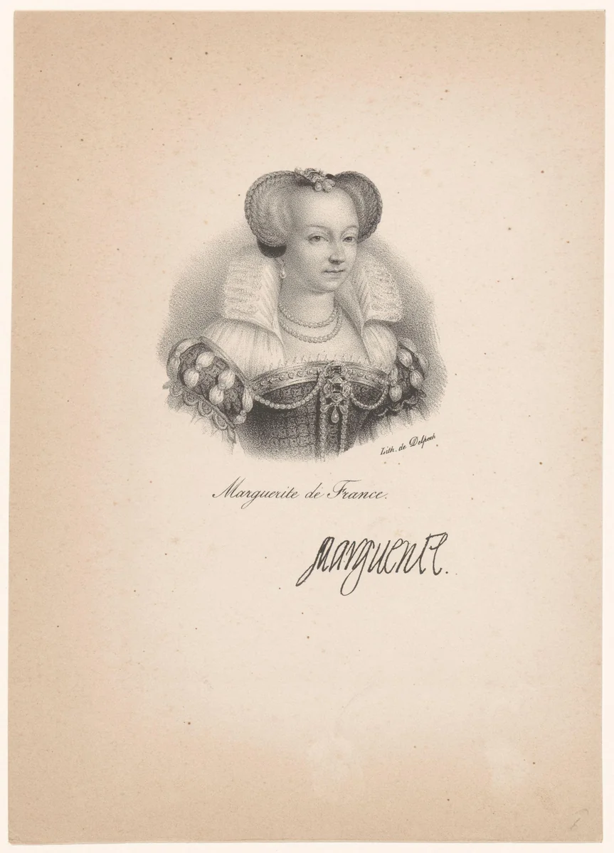 Portret van Margaretha van Valois by anonymous, print, 1818-1842