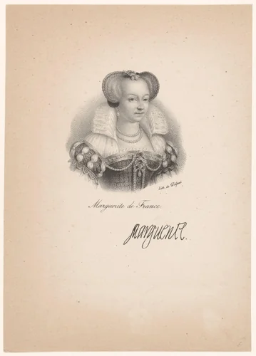 Portret van Margaretha van Valois by anonymous, print, 1818-1842