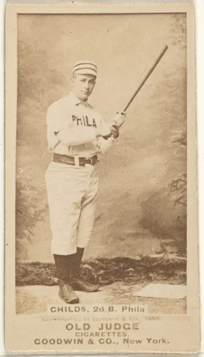 Clarence Algernon "Cupid" Childs, 2nd Base, Philadelphia, from the Old Judge series (N172) for Old Judge Cigarettes by Goodwin & Company, photograph, 1888
