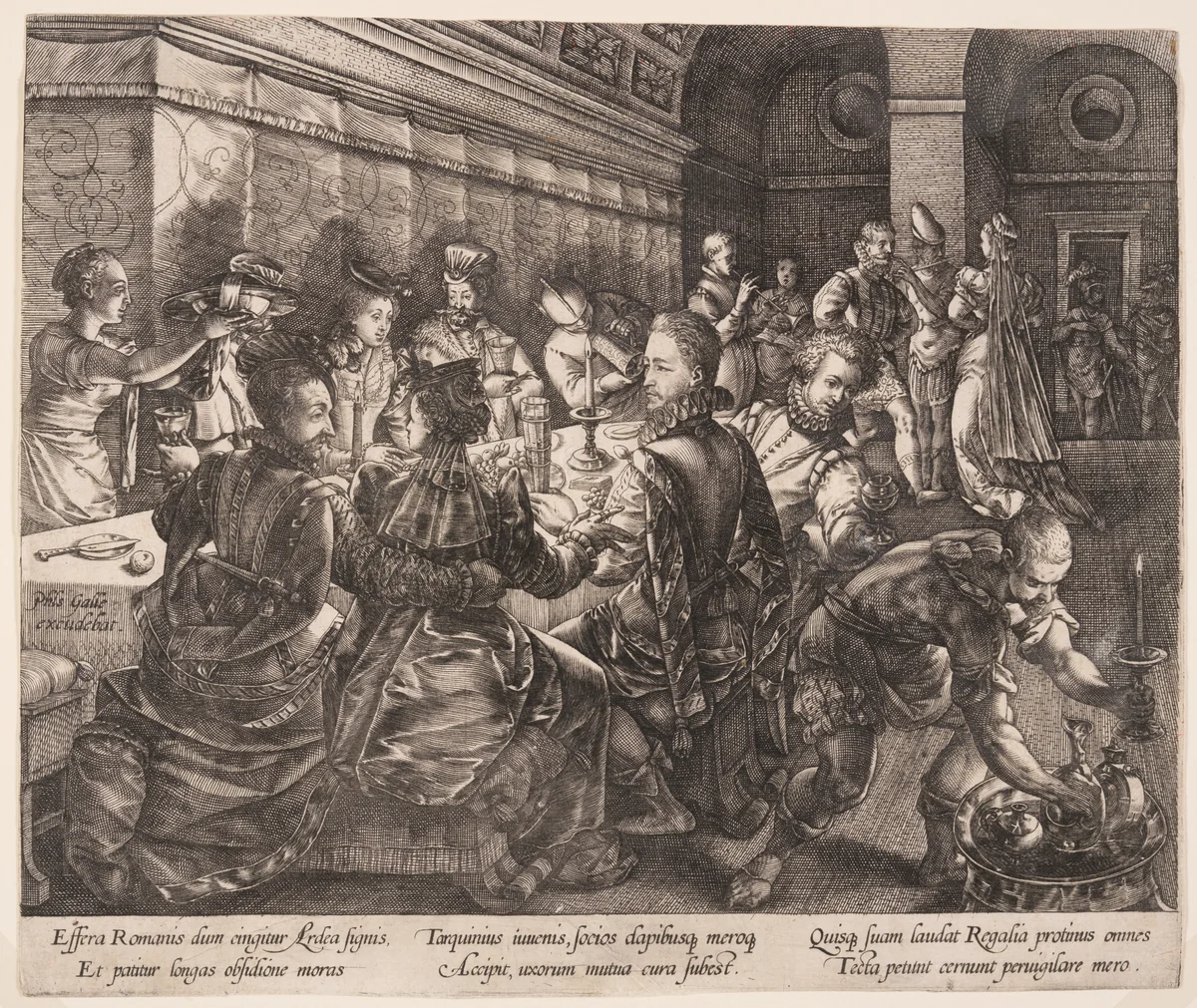 The Banquet of Tarquinius Collatinus, from The Story of Lucretia by Hendrick Goltzius, print, 1578-1579