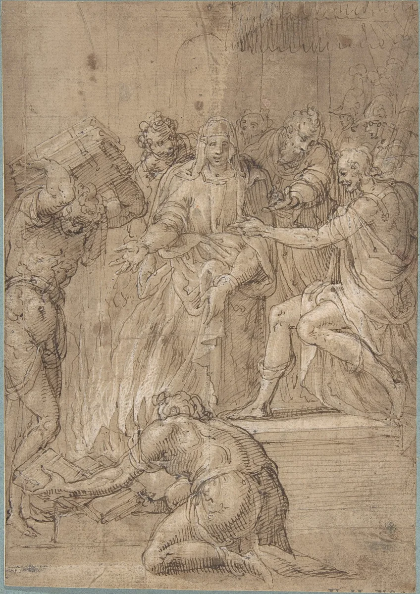 The Cumaean Sibyl before Tarquin the Proud by Niccolò dell' Abate, drawing, 1520-1571