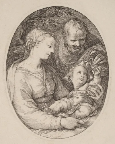 The Holy Family by Hendrick Goltzius, print, 1578-1588