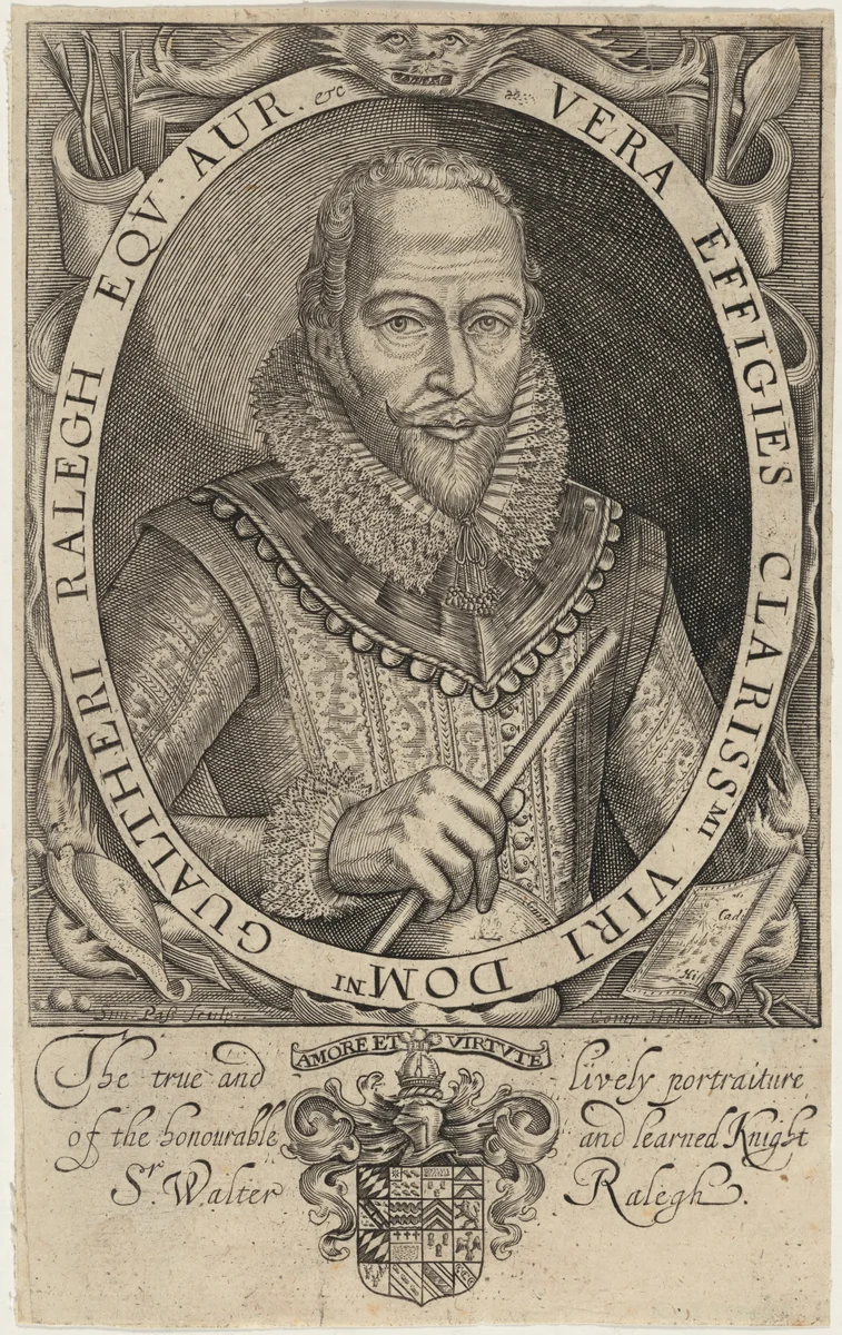 Sir Walter Raleigh by Simon van de Passe, print, 1652