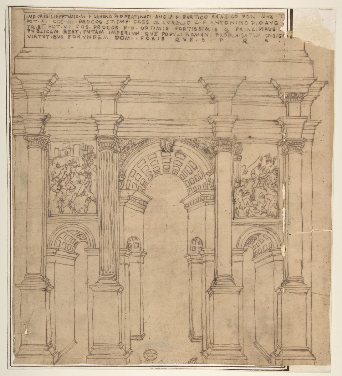 Arch of Septimius Severus, Rome by Bartolomeo Neroni, drawing, 1505-1571