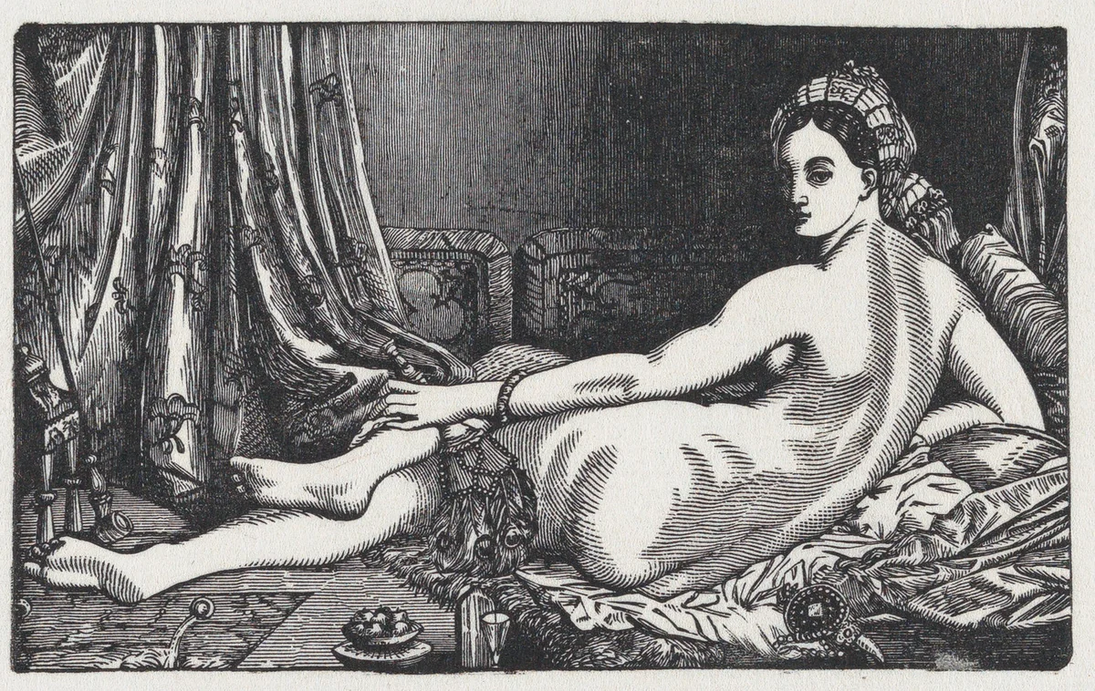 Odalisque viewed from behind, after Ingres by anonymous, print, 19