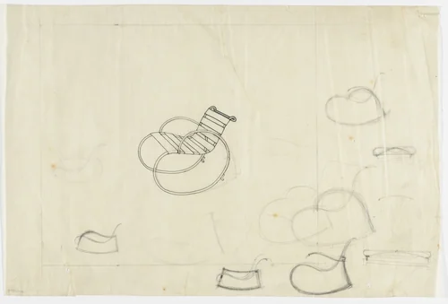 Lounge Chairs with Arms (Perspective, elevation sketches) by Ludwig Mies van der Rohe, mies van der rohe archive, 1926