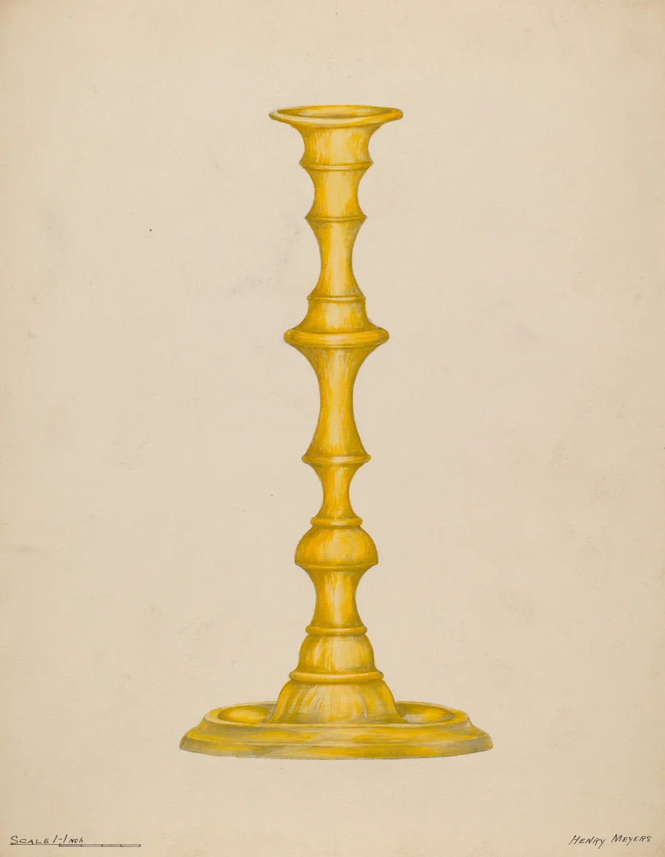 Brass Candlestick by Henry Meyers, index of american design, 1935-1942