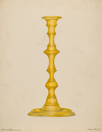 Brass Candlestick by Henry Meyers, index of american design, 1935-1942